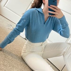 Light blue Collar Cashmere Sweater Old Money Sz. M